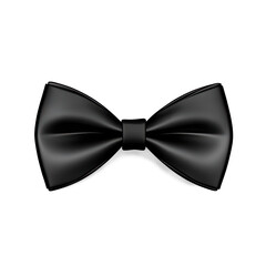 Elegant black satin bow tie design, perfect for formal attire and special occasions,  on a white and transparent background, PNG.