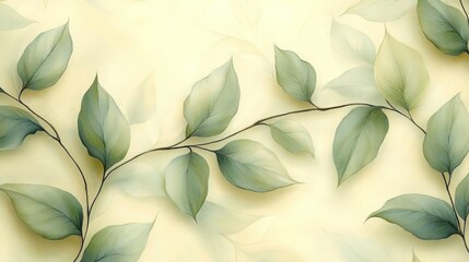 Elegant Green Leaves Botanical Wall Art Print