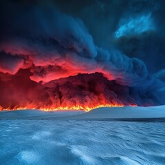 Fiery Inferno in a Winter Landscape