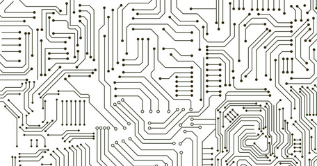 Computer circuit board. Seamless pattern. Futuristic vector illustration. High-tech technology abstract background.