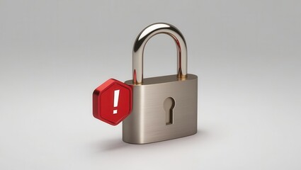 Naklejka premium Secure padlock with warning symbol indicating caution.