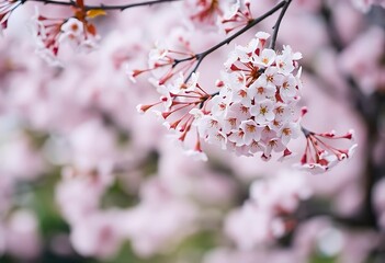 Fototapeta premium Generative AI Delicate Cherry Blossoms in Full Bloom, a Springtime Wonder