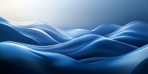 Fototapeta premium Abstract Blue Wavy Surface Background with Smooth Texture and Light