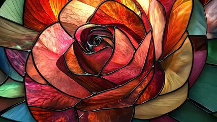 Vibrant stained glass rose with intricate details (1) - Powered by Adobe