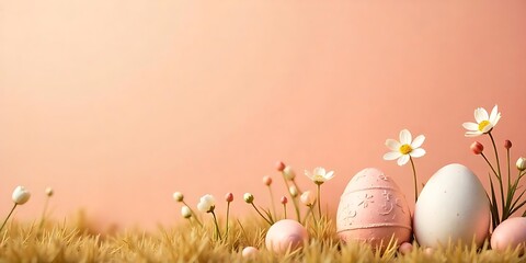 Happy Easter Banner, Pastel colors, Easter Eggs, Easter Bunny