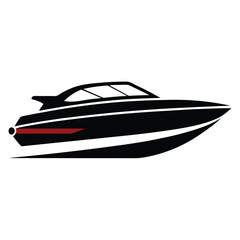 Dynamic Motorboat Silhouette Graphic Design