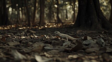 Obraz premium Lizard in forest floor