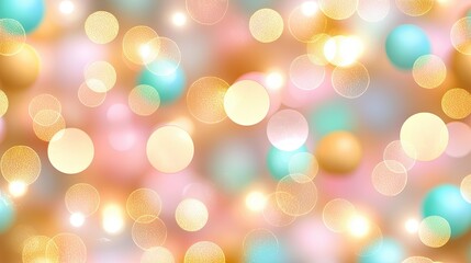 festive holiday backdrop Colorful bokeh background with soft pastel tones and bright highlights for creative design projects.