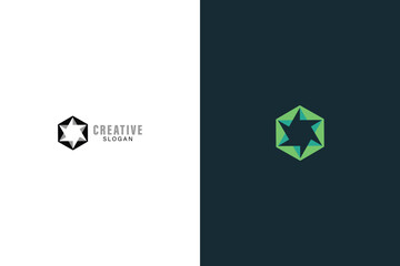 Hexagonal David Star Monogram, Modern Minimalist Symbol with two Color's Background. 