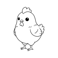 chicken drawing, illustration for coloring book