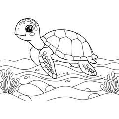 Turtle drawing for coloring book