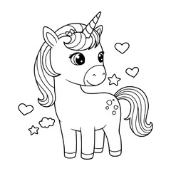 Unicorn drawing for coloring book