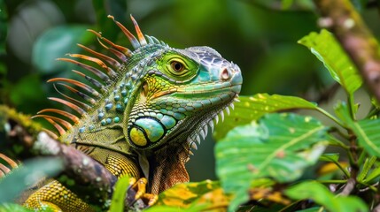 Obraz premium Vibrant Costa Rican exotic animals surrounded by jungle foliage.