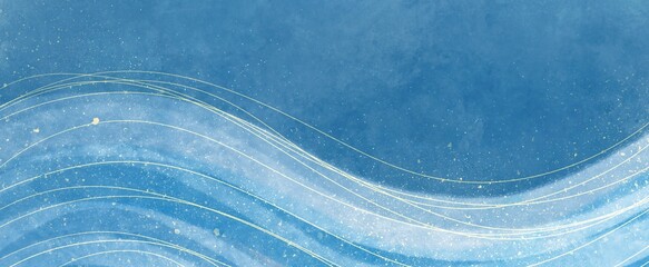 やさしい雰囲気の波の背景、夏をイメージした和風イラストレーション