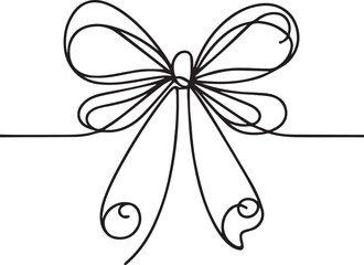 Ribbon Bow Continuous Line Art Black Vector