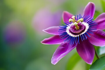 Obraz premium Close-up passionflower blossom, soft background