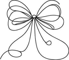 Ribbon Bow Continuous Line Art Black Vector