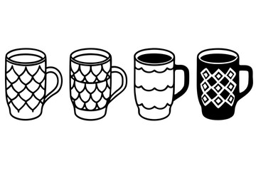 set of creative mug silhouette vector illustration isolated on white background