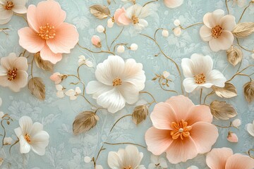 Beautiful floral wallpaper showing delicate flowers and branches patterns