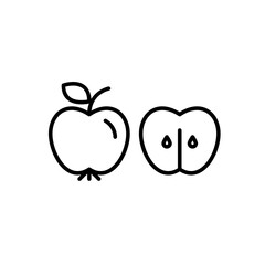 Apple cut in half. Groceries shopping, farmer market fresh green products. Pixel perfect, editable stroke vector icon