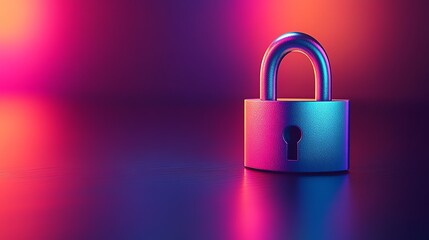 Fototapeta premium 3D rendered padlock icon with a colorful gradient design, symbolizing privacy and security, sleek white lock with vibrant color transitions, ultrarealistic lighting, highresolution