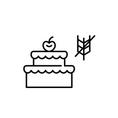 Gluten-free cake. Bakery and dessert for special diet needs. Pixel perfect, editable stroke vector icon