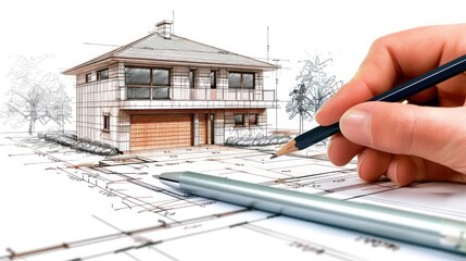 An architect sketching out ideas for a custom home design.
