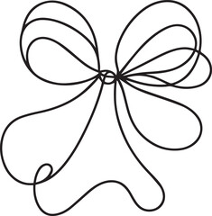 Ribbon Bow Continuous Line Art Black Vector