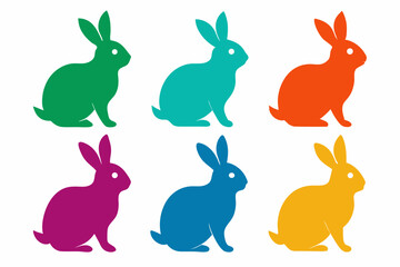 set of creative rabbit silhouette vector illustration isolated on white background