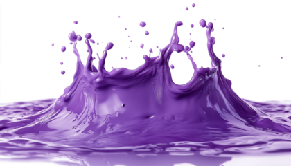 Stunning Purple Liquid Splashing Dynamically Across  isolated with Transparent Background