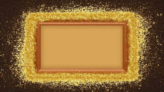 golden powder dust particles frame magic shining gold dust border isolated on a transparent background
