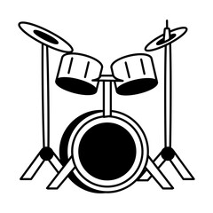 Doodle style illustration depicting a drum kit 

