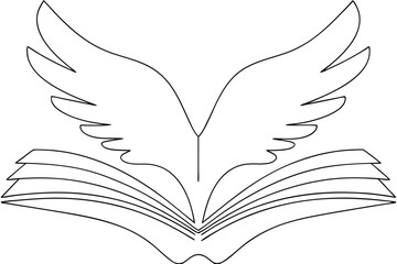 Open Book with Majestic Wings Symbol of Knowledge and Flight