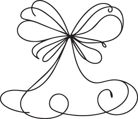 Ribbon Bow Continuous Line Art Black Vector