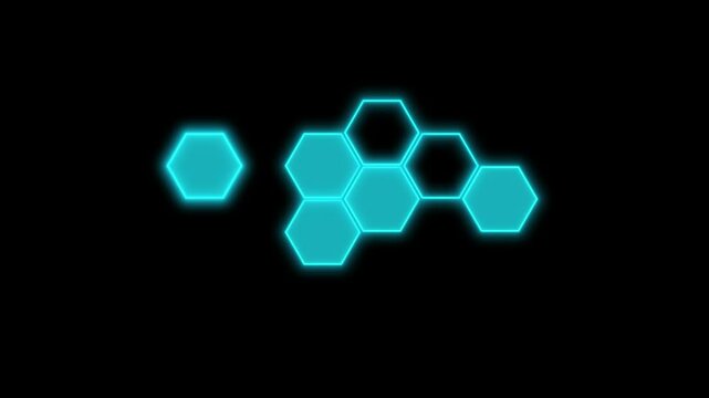 光る六角形が出ては消えるCG素材