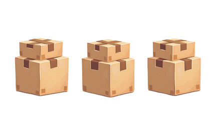 Fototapeta premium Stacked cardboard boxes in a simple, cartoonish style.