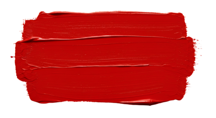 Red Paint Brush Stroke Texture on Transparent Paper Background