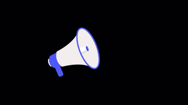 megaphone icon sign on black background, laud speaker sound icon animated.