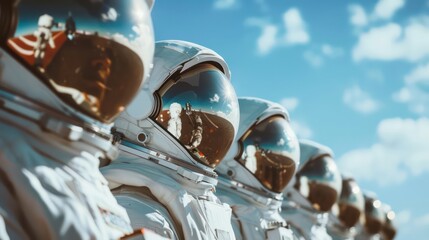 A group of astronauts in full spacesuits