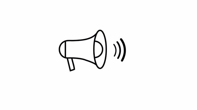 Laud speaker sound icon animation, speaker volume sound animated, microphone audio sound on white background.