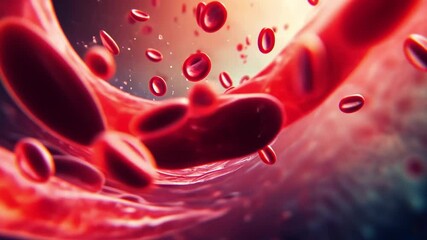 Microscopic Marvel: Dynamic representation of blood cells flowing through a vessel, capturing the essence of the human circulatory system.