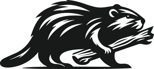 Beaver pushing a branch into place vector