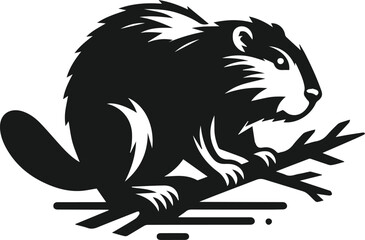 Beaver pushing a branch into place vector