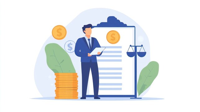 Businessman reviewing financial legal document