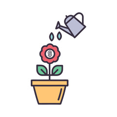 Plant with Watering Can Vector Design.