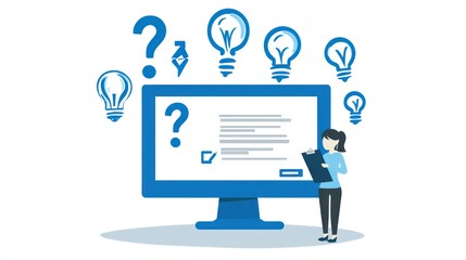 Woman reviewing computer questions