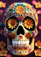 skull and flowers