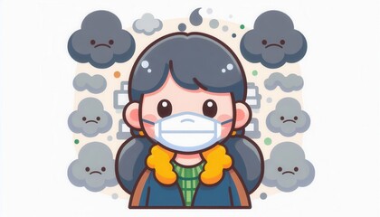 Health awareness campaign urban setting digital illustration pollution impact youth perspective