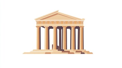 Fototapeta premium Ancient Greek Temple Illustration, Flat Design