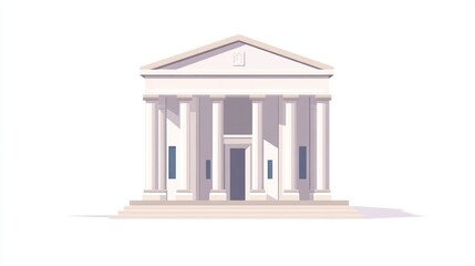 Classical building front exterior, illustration